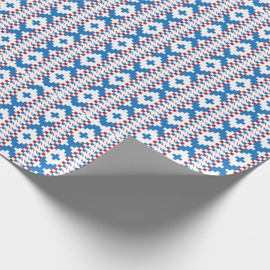 Papier Cadeau Anciens signes lettons bleu, rouge, blanc art popu (Coin)