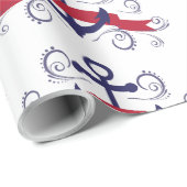 Papier Cadeau Ancrage de bateau nautique avec motif tourbillon é (Coin rond)
