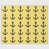 Papier Cadeau Ancre à Chevron Jaune Doré (Plat)