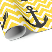 Papier Cadeau Ancre à Chevron Jaune Doré (Coin rond)