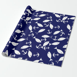 Papier Cadeau Ancre blanche Blue Arrière - plan capitaine Sea Fi