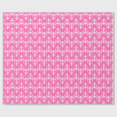 Papier Cadeau Ancre blanche motif rose chaud 2Dir (Plat)