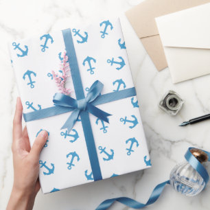 Papier Cadeau Ancre bleu marine
