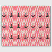 Papier Cadeau Ancre Chevron Rose (Plat)