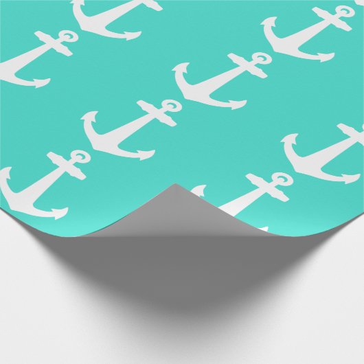 Papier Cadeau Ancre Côtière Turquoise Et Blanche (Coin)