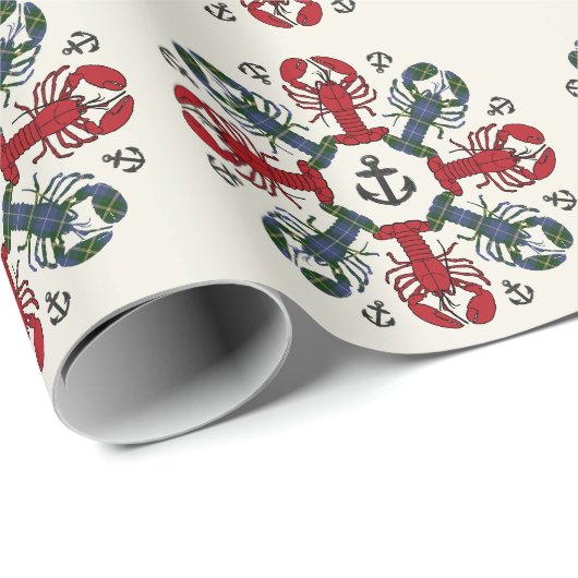 Papier Cadeau Ancre de flocon de neige de homard N.S. Enveloppem (Coin rond)