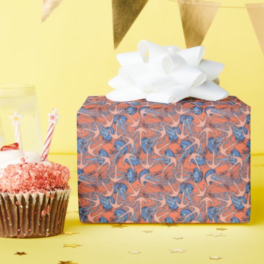 Papier Cadeau Ancre Et Motif De Méduse (Fête d'anniversaire)