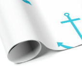 Papier Cadeau Ancre Motif bleu turquoise (Coin rond)