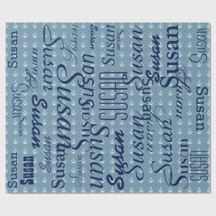 Papier Cadeau ancre / motif de noms personnalisés