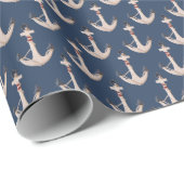 Papier Cadeau Ancre Nautique Avec Corde (Coin rond)