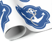 Papier Cadeau Ancre nautique de bleu marine (Coin rond)