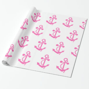 Papier Cadeau Ancre nautique rose chaud