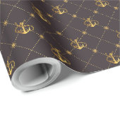 Papier Cadeau Ancre or (Coin rond)