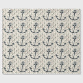 Papier Cadeau Ancre rouge blanc et bleu (Plat)