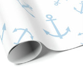 Papier Cadeau Ancres bleues et blanches (Coin rond)