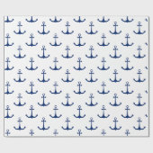 Papier Cadeau Ancres bleues sur le thème nautique Arrière - plan (Plat)
