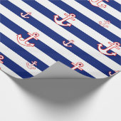 Papier Cadeau Ancres et rayures nautiques (Coin)