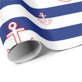 Papier Cadeau Ancres et rayures nautiques (Coin rond)