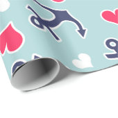 Papier Cadeau Ancres nautiques et Motif de coeur (Coin rond)