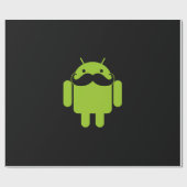 Papier Cadeau Android Robot Icon Mustache sur noir (Plat)