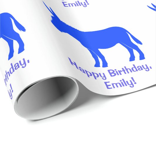 Papier Cadeau Âne dans le nom de silhouette personnalisable (Coin rond)