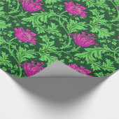 Papier Cadeau Anémone de William Morris, vert vert et fuchsia (Coin)