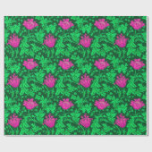 Papier Cadeau Anémone de William Morris, vert vert et fuchsia (Plat)