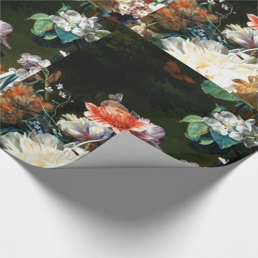 PAPIER CADEAU ANÉMONES ROUGES ROSE FLEURS BLANCHES, BOUTTERFLY E (Coin)