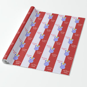 Papier Cadeau Ange Blond Grec Drapeau Rouge et Blanc Personnalis