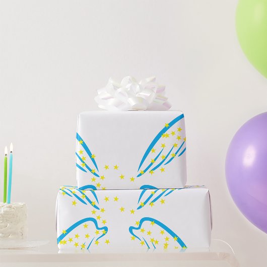 Papier Cadeau Ange céleste avec étoiles étincelantes