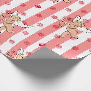 Papier Cadeau ange cupidon de la Saint-Valentin rose_large
