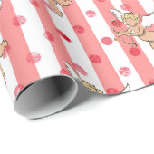 Papier Cadeau ange cupidon de la Saint-Valentin rose_medium (Coin rond)