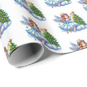 Papier Cadeau Ange de Noël (Coin rond)