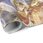 PAPIER CADEAU ANGE DE NOËL MUSICALE, JOYER PAIX AMOUR PARCHEMENT (Coin rond)