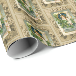 Papier Cadeau Ange de Noël Reproduction Vintage