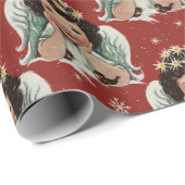 Papier Cadeau Ange de Noël Vintage (Coin rond)