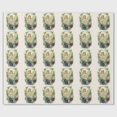 Papier Cadeau Ange de Pâques victorien avec Fleurs de Pansy Viol (Plat)