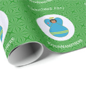 Papier Cadeau Ange du drapeau d'Aruba Noël personnalisé (Coin rond)