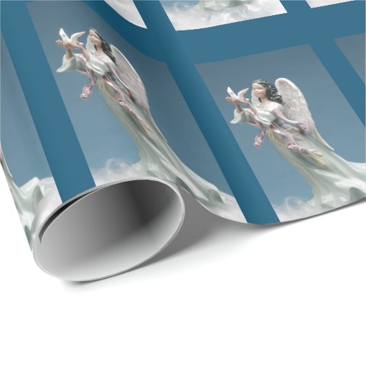 Papier Cadeau Ange et colombe américains d'Afrique (Coin rond)