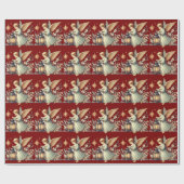 Papier Cadeau Ange et lanterne de Noël vintage (Plat)