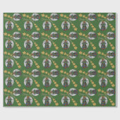 Papier Cadeau Ange gardien russe d'icône + Étoiles d'or (Plat)