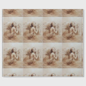 PAPIER CADEAU ANGE JOUER LYRA SUR LES NUAGES (Plat)