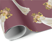 Papier Cadeau Ange mignon de Noël jouant une cannelure (Coin rond)