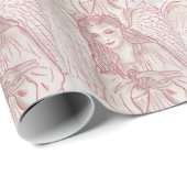 Papier Cadeau Ange paisible en rouge (Coin rond)