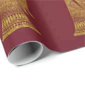 Papier Cadeau Ange personnalisé d'or sur Noël rouge (Coin rond)