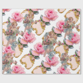 PAPIER CADEAU ANGE ROMANTIQUE RASSEMBLANT DES ROSES ROSES ROSES  (Plat)