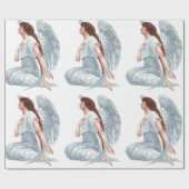 Papier Cadeau Ange vintage dans le blanc (Plat)