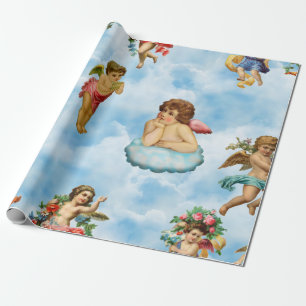 Papier Cadeau angel cherub nuages antique