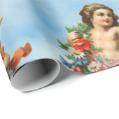 Papier Cadeau angel cherub nuages antique (Coin rond)