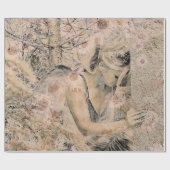 Papier Cadeau Angel Elegant Boho Floral Sepia Antique (Plat)